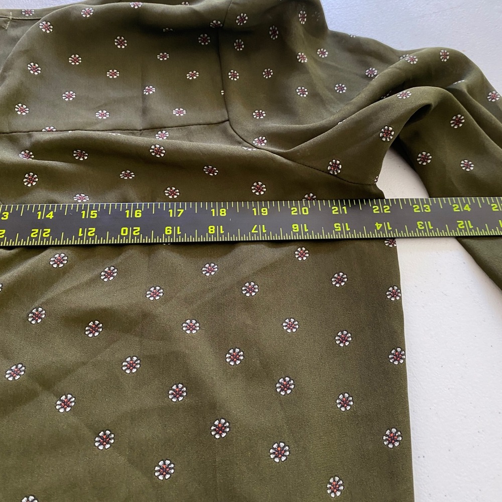 Pleione Prairie Cottoagecore Lightweight Henley Blouse Womens L Green Floral LS - Picture 7 of 9